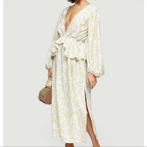 Topshop Ivory Floral V Cut Maxi Dress